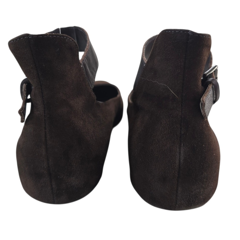 Kooba Flats 8.5 Brown Suede Leather Ankle Strap Round Toe Classic Minimalist - Picture 4 of 12